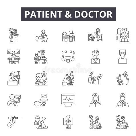 Patient And Doctor Line Icons Signs Vector Set Linear Concept