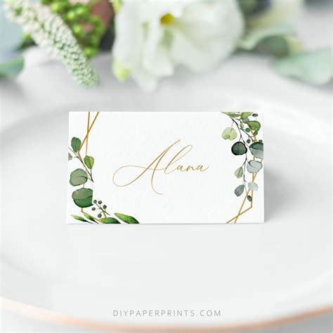 Greenery Place Cards Wedding Templates Printable Guest Name | Etsy