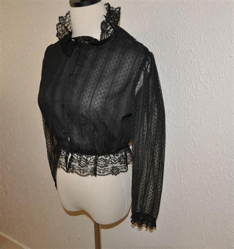 Black Lace Victorian Inspired Blouse Etsy