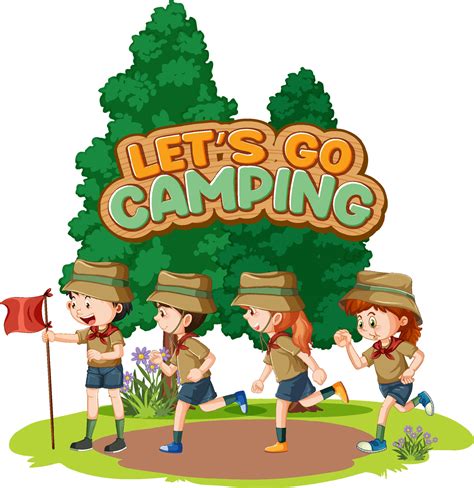 Camping Kids And Text Design For Word Lets Go Camping 13763803 Vector
