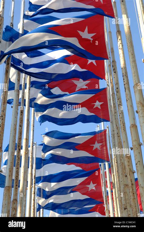 Cuban Flags Celebrating Revolution Havana Cuba Stock Photo Alamy