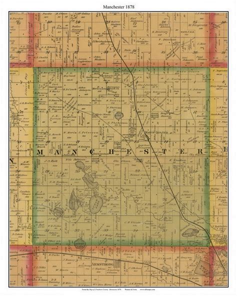 Manchester Sugar Lake Freeborn Co Minnesota 1878 Old Town Map
