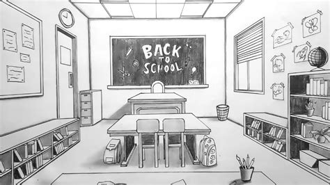 Drawing In One Point Perspective Kids Classroom Timelapse Youtube