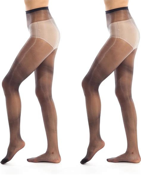 Elsayx Women’s 1d Ultra Sheer Shiny Glossy Pantyhose Tights Uk Clothing
