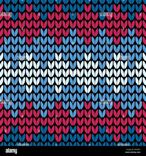 Abstract Red And Blue Seamless Knitting Pattern Wallpaper Stock Vector