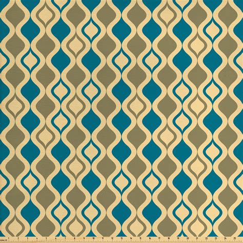 Retro Fabric By The Yard Ornamental Pattern With Vertical Ogee Shapes