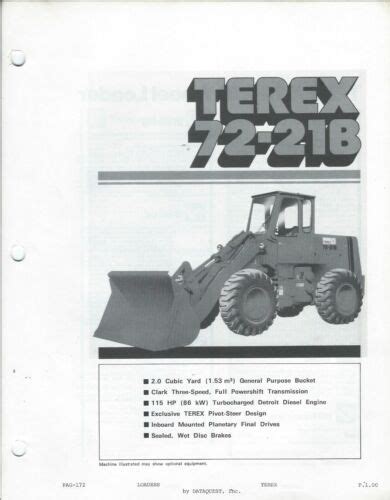Equipment Brochure Terex 72 21b Wheel Loader 1982 Old Photocopy