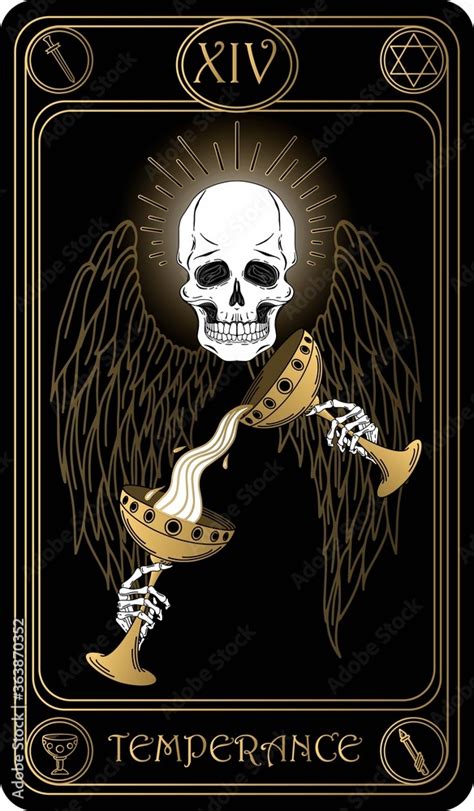 Temperance The 14th Card Of Major Arcana Black And Gold Tarot Cards