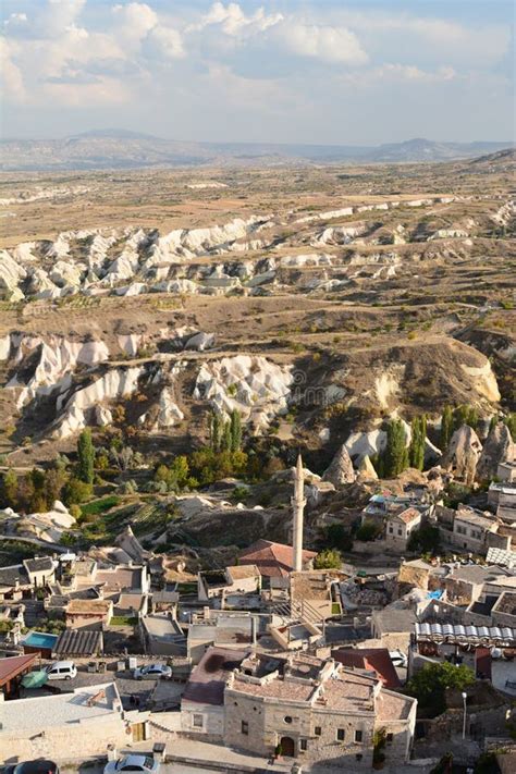 Uchisar Village As Seen From The Castle Cappadocia Turkey Stock Photo