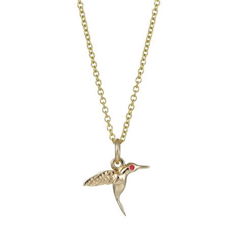 Ct Gold Hummingbird Necklace With Ruby By Lily Charmed