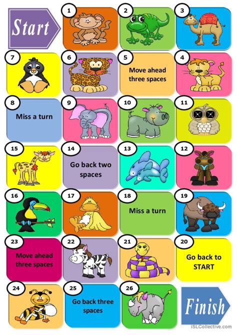 Animals Boardgame Board Game English Esl Worksheets Pdf And Doc