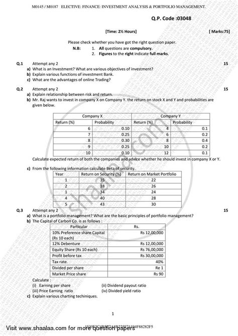 Homelessness paper 2 question 5 : Investment Analysis & Portfolio Management 2017-2018 ...