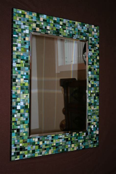 Our bathroom mirror was just plain and lacked. Making stained glass mosaic mirrors | Stained glass mosaic ...
