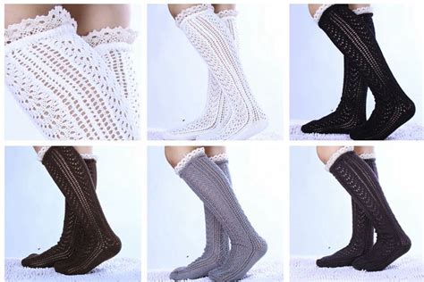 Women Lace Openwork Stockings Knitted Boot Cuffs Toppers Boot Crochet Booty Gaiters 15pairslot