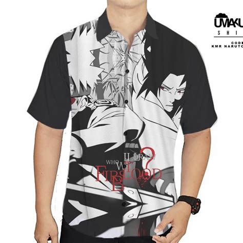 Jual Kemeja Casual Pria Lengan Pendek Umakuka Shirt Anime Kmr Naruto Sasuke Shopee Indonesia
