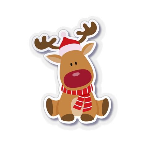 Christmas Rudolph Deer Reindeer Sticker Red Nosed Reindeer Etsy Christmas Stickers Xmas