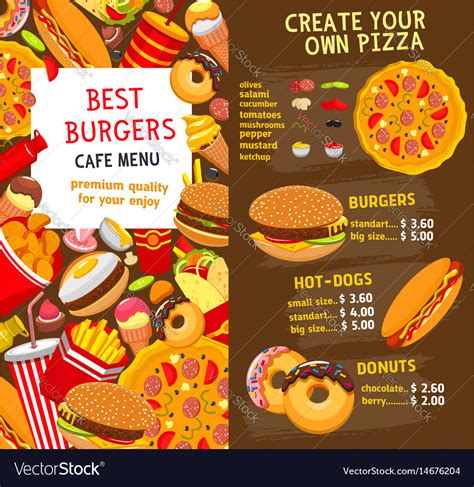 Fast food menu price template Royalty Free Vector Image