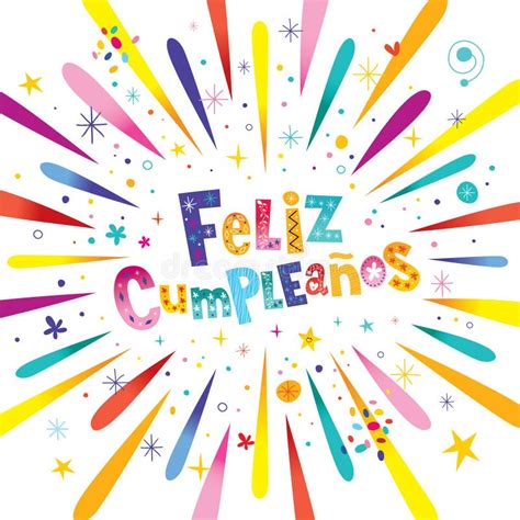 Cumpleanos Cumpleaños Feliz En Español Tarjeta De Saludo De Vector
