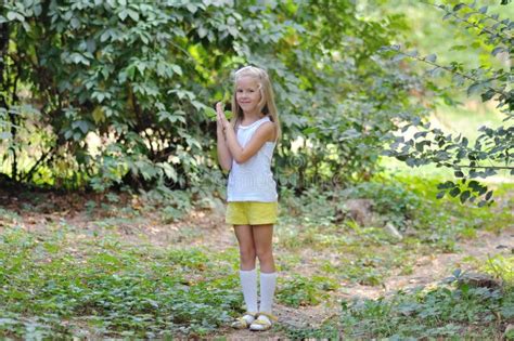Portrait Of A 7 Years Old Girl Stock Photo Image Of Healthy Dress