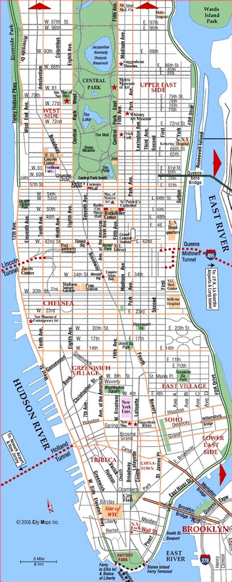 Manhattan Street Map New York City Vacation Manhattan New York New