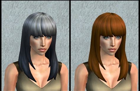 Theninthwavesims The Sims 2 Ts4 Base Game Long Straight Bangs Hair