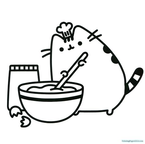 Pusheen Coloring Pages Cooking Free Printable Coloring Pages