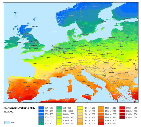 Mapa De La Radiación Solar En Europa Paneles Solares