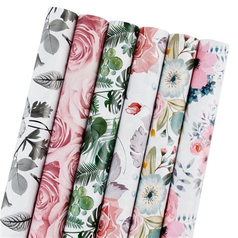 Spring Flower Wrapping Paper Roll 6 Rollsset In 2021 Floral