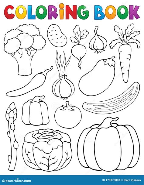 Coloring Book Vegetable Collection 1 Stock Vector Illustration Of