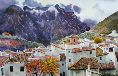 Imágenes Arte Pinturas: Paisaje pueblo pintura acuarela