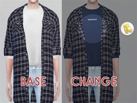 Long Flannel Shirts M By Kks Sims 4 Male Clothes