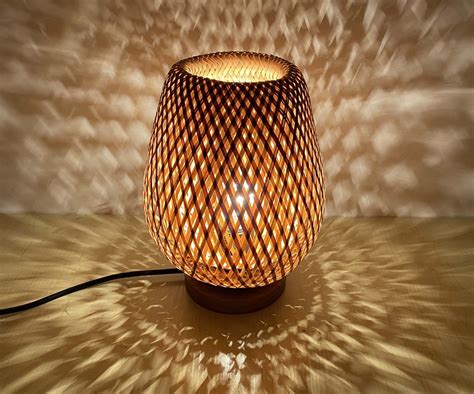 Handwoven Bamboo Table Lamps Desk Lamps Bamboo Lamp Table Etsy Uk
