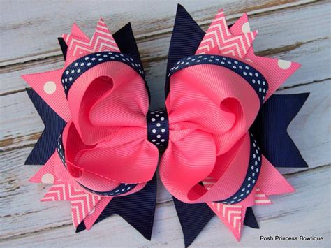 How to make many kinds of hair bows. Girls hair bows Navy blue Pink Hair bows Stacked Hair Bow ...