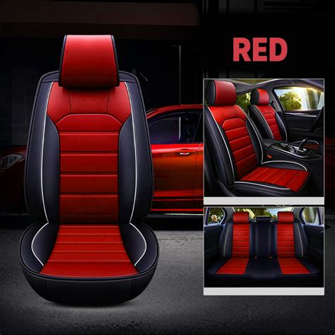 Car 5 Seats Cover Full Wear Resistant Leather Sports Style Seat Cover Cushion Front And Rear Seat