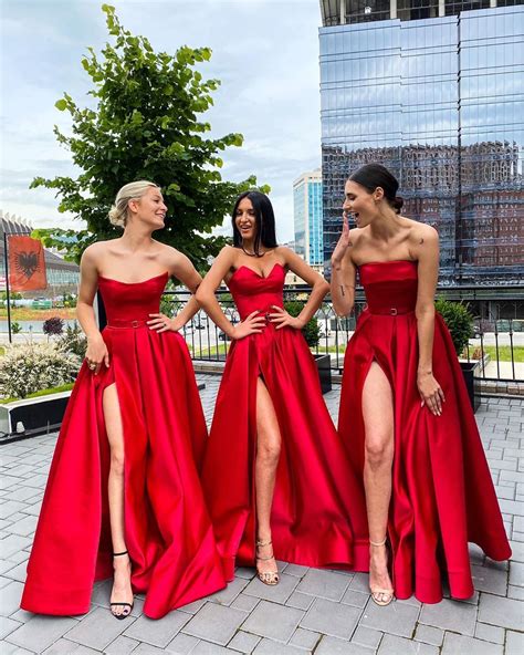 Classy Bridesmaids Styles Zanaposh Red Satin Prom Dress Satin Prom