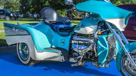 June 9 2017 Boss Hoss Three Wheel Motorcycle With V8 At Super Cruise Night 2017 Car Show In