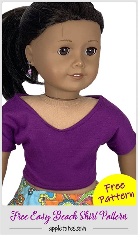free american girl doll sewing pattern easy beach shirt for 18 dolls