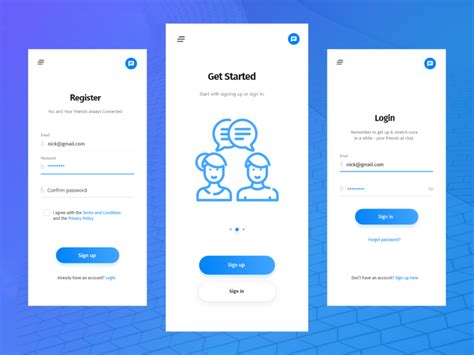 Add an app to the project. Chat App Concept Login & Sign Up Screen Design by Sunweb ...