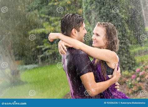Romantic Couple In The Rain Stock Photo Image Of Romantic
