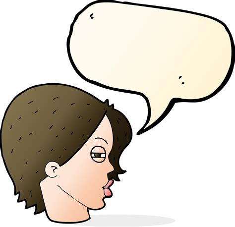 Cartoon Female Face With Narrowed Eyes With Speech Bubble 12314174