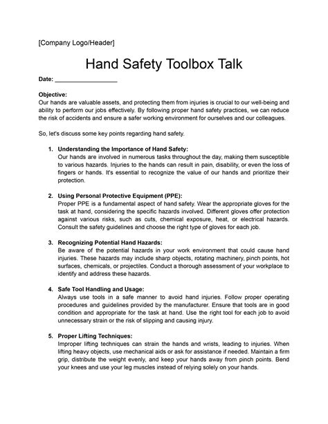 Toolbox Talk Templates Download And Print For Free