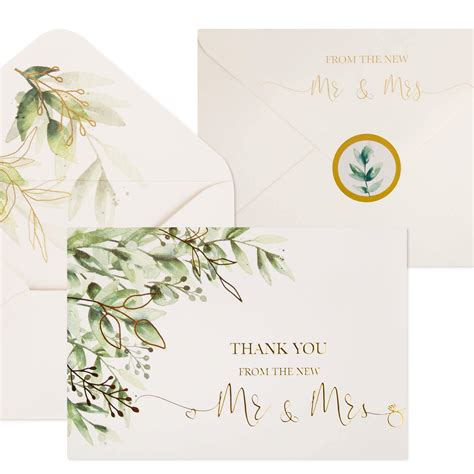 Buy 100 Wedding Thank You Cards With Envelopes Stickers Bulk Mr And