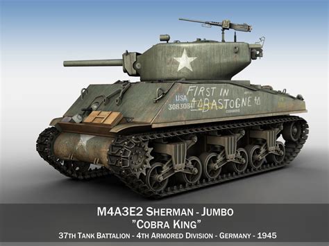 M4a3e2 Sherman Jumbo Cobra King 3d Model Sherman Jumbo Sherman