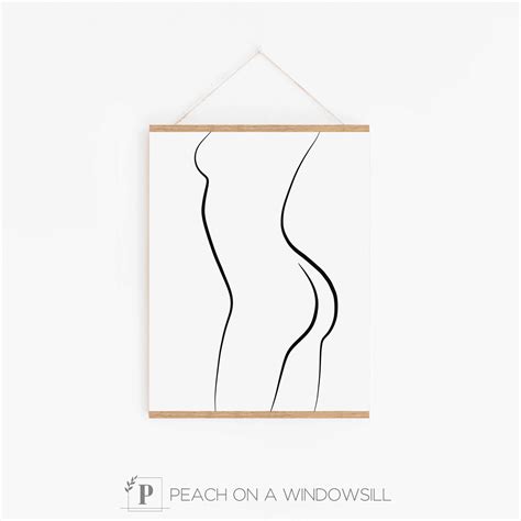 Minimal Nude Silhouette Art Womans Body Outline Abstract Etsy Uk