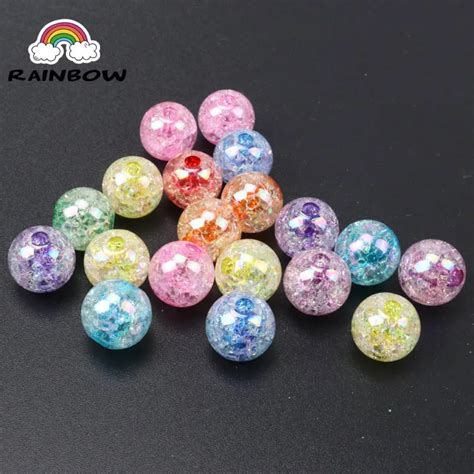 New Arrivals Mixed Ab Transparent Crackle Round Shape Beads Acrylic