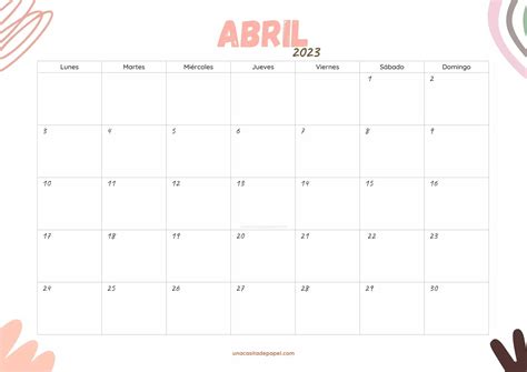 Calendarios Abril 2023 ️ Para Imprimir Gratis En 2023 Calendario