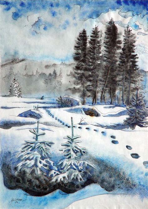 Winter Landscape Drawing At Getdrawings Free Download