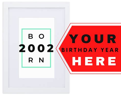 Personalized Born Year Framed Poster Customized Anniversary Etsy