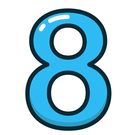 Blue Number Eight Numbers Study Icon Free Download
