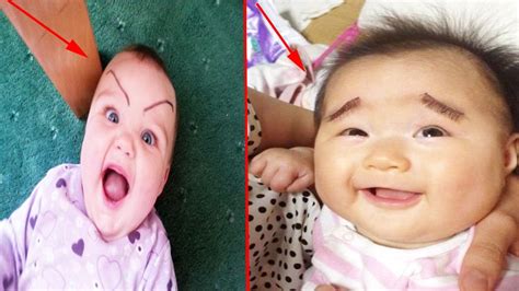 Funniest Babies With Drawn On Eyebrows Cuteness Overloaded Youtube